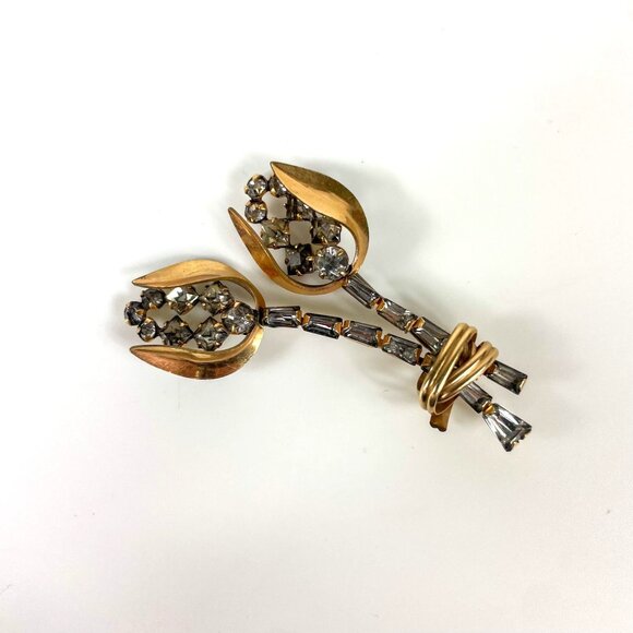 Vintage Phyllis 12K Gold-Filled Tulip Rhinestone Brooch Pin - Picture 4 of 5